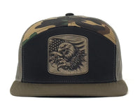 USA EAGLE 7-Panel Flat Bill Camo Snapback, Richardson 168 Black
