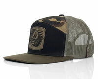 USA EAGLE 7 - Panel Flat Bill Camo Snapback, Richardson 168 Black - Tailgate Hats