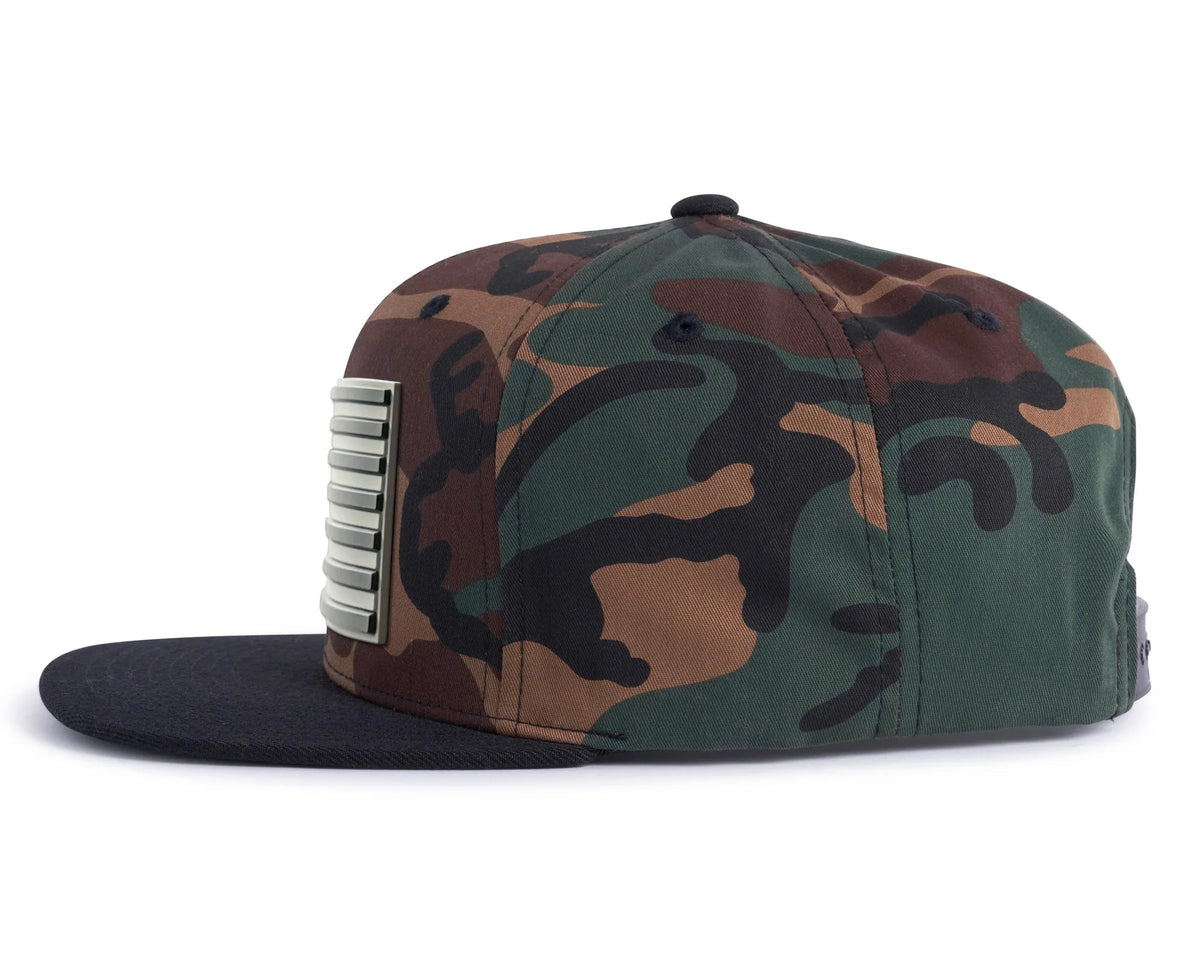 USA FLAG PVC 6 - Panel Flat Camo Black - Tailgate Hats
