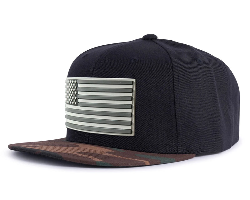 USA FLAG PVC 6-Panel Flat Black Camo