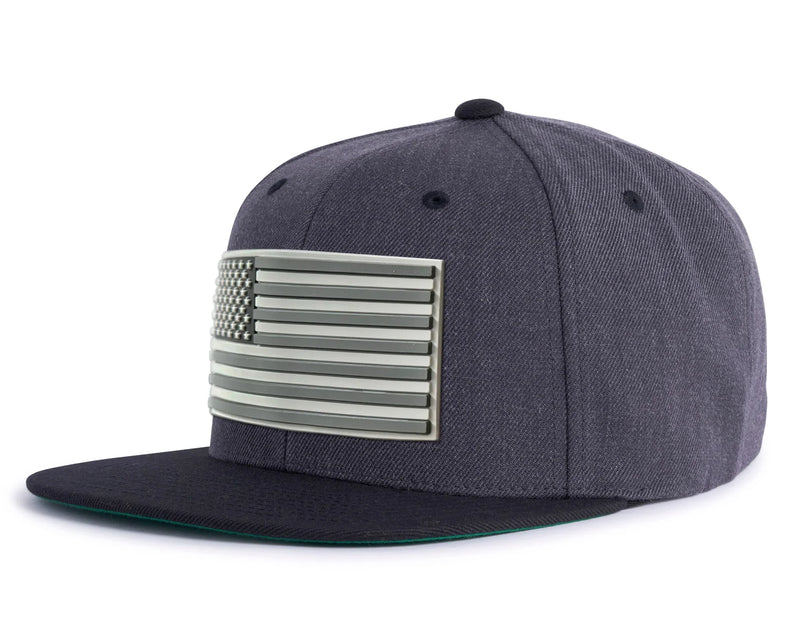 USA FLAG PVC 6-Panel Flat Grey Black