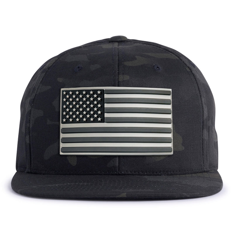 USA FLAG 6-Panel Flat Black Camo - Tailgate Hats