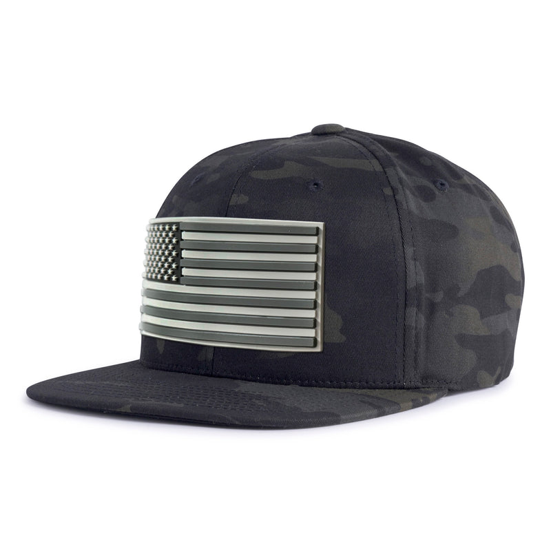 USA FLAG 6-Panel Flat Black Camo - Tailgate Hats