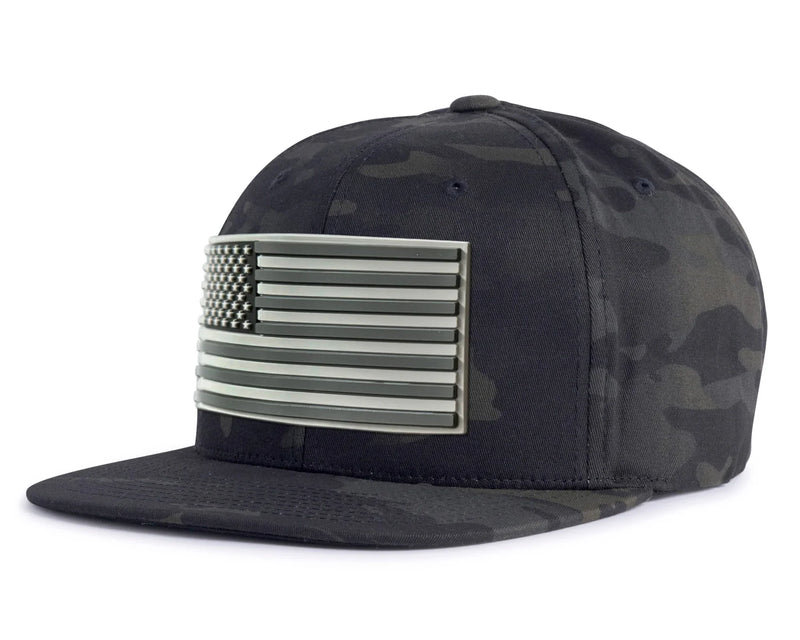 USA FLAG PVC 6-Panel Flat Camo Black