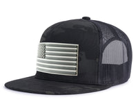 USA FLAG PVC 5-Panel Flat Camo Black
