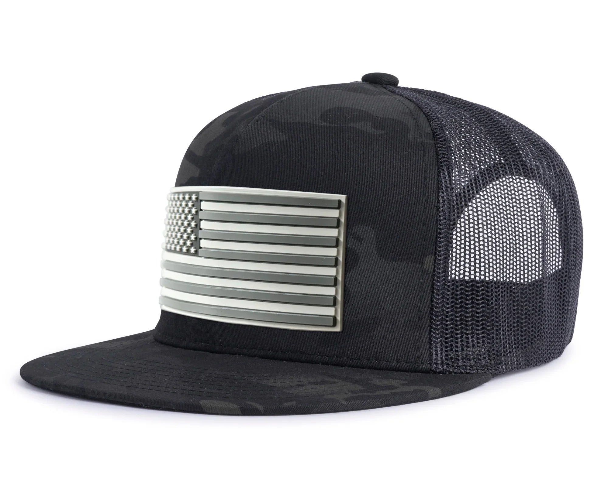 USA FLAG PVC 5-Panel Flat Camo Black
