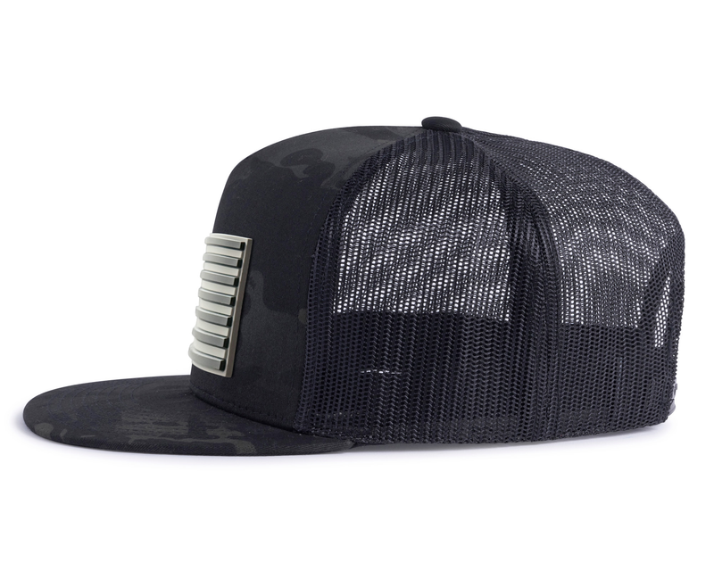USA FLAG PVC 5-Panel Flat Camo Black