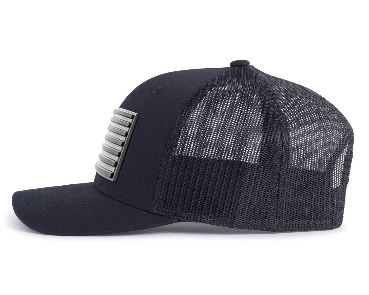 USA FLAG PVC 6 - Panel Curved Black - Tailgate Hats