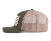 USA BIG FLAG 6-Panel Curved Snapback Green