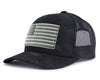 USA FLAG PVC 6-Panel Curved Camo Hat Black