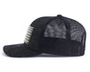 USA FLAG PVC 6-Panel Curved Camo Hat Black