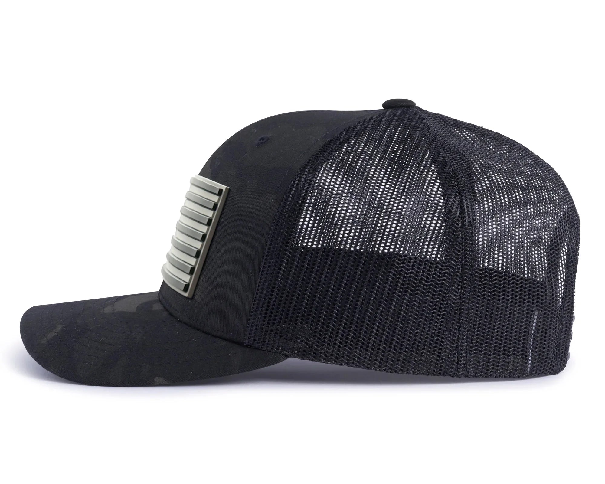 USA FLAG PVC 6-Panel Curved Camo Hat Black