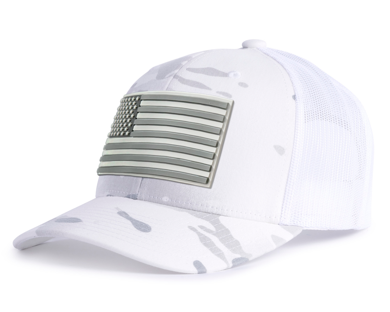USA FLAG PVC 6-Panel Curved Camo White