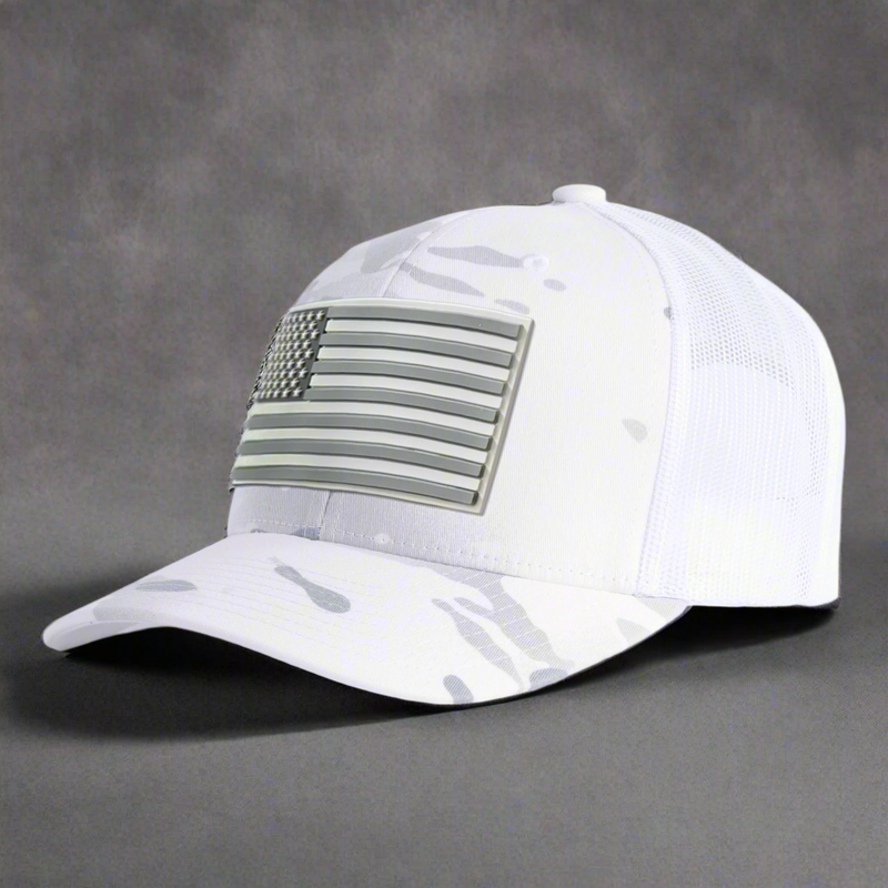 USA FLAG PVC 6-Panel Curved Camo White