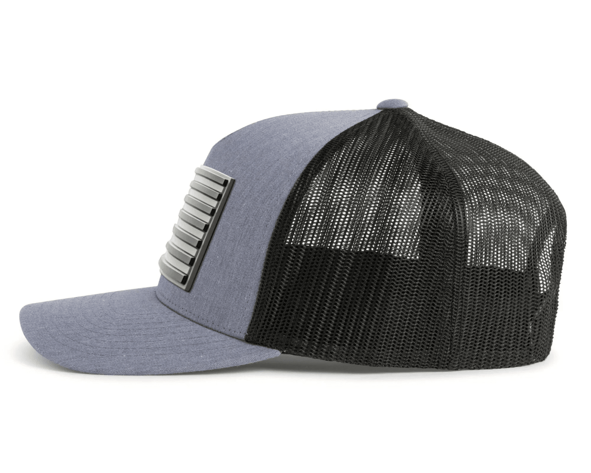 USA FLAG PVC 5 - Panel Curved Grey Black - Tailgate Hats