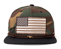 USA FLAG 6-Panel Flat Camo Stampede Hat Green