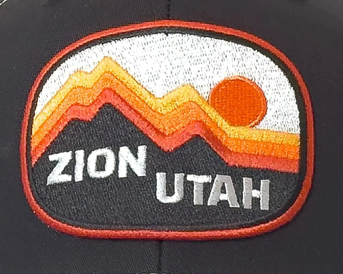 ZION UTAH 6 - Panel Curved Snapback, Richardson 112 Black - Tailgate Hats
