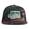 WASHINGTON TREE 5-Panel Flat Green Camo - Tailgate Hats