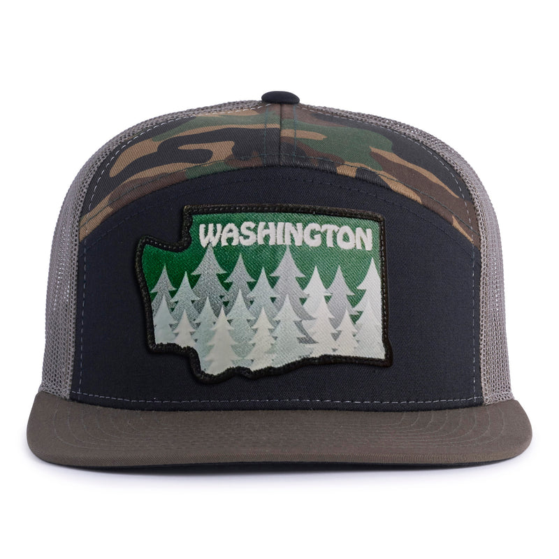 WASHINGTON TREE 7-Panel Flat Black/Camo - Tailgate Hats