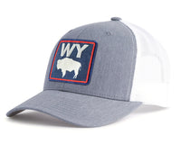WYOMING BADGE 6-Panel Curved Snapback Richardson 112 XL Grey White