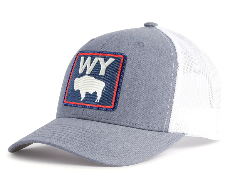 WYOMING BADGE 6-Panel Curved Snapback Richardson 112 XL Grey White