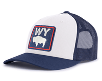 WYOMING BADGE 6-Panel Curved Snapback, Richardson 112 White