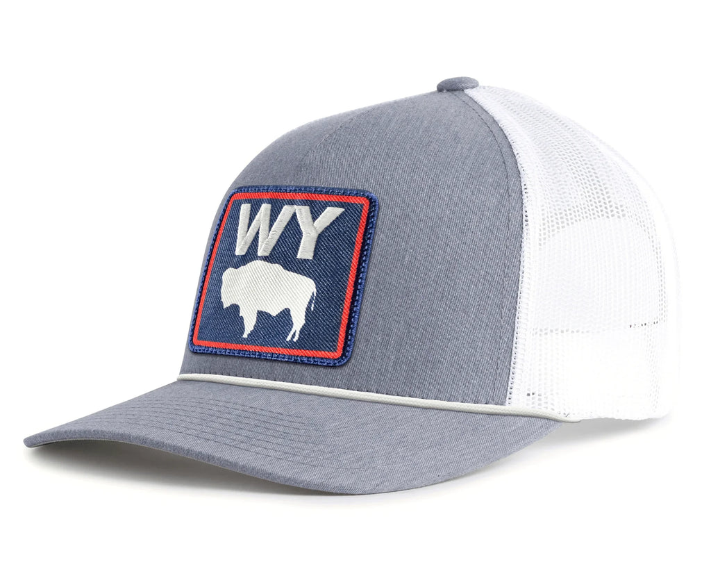 WYOMING BADGE 5-Panel Curved Rope Hat, Richardson 112 Grey – Tailgate Hats