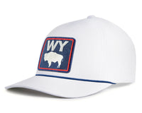 WYOMING BADGE 5-Panel Curved Rope Hat, Richardson 112 White