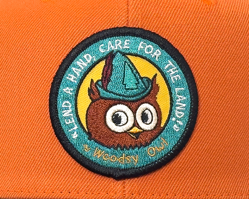 WOODSY OWL 6-Panel Flat Snapback Orange Gold