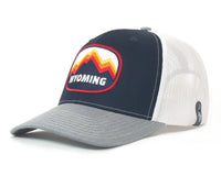 Trucker hat with Wyoming logo on a white background