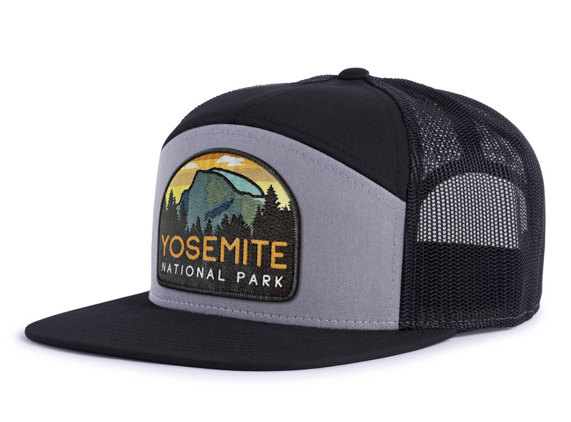 YOSEMITE 7-Panel Flat Bill Snapback, Richardson 168 Black