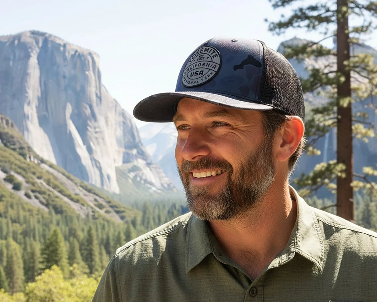 YOSEMITE 5 - Panel Curved Camo Hat, Richardson 112 Navy - Tailgate Hats