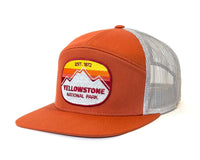 YELLOWSTONE MTN 7-Panel Flat Bill Trucker, Richardson 168 Orange