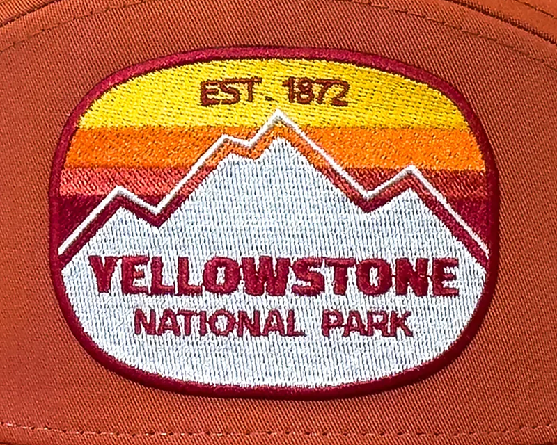 YELLOWSTONE MTN 7-Panel Flat Bill Trucker, Richardson 168 Orange