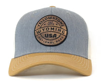 YELLOWSTONE WOOD 6-Panel Curved Snapback, Richardson 112 Grey