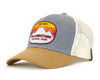 Yellowstone National Park cap with a mountain design on a white background