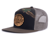 YELLOWSTONE WOOD 7-Panel Flat Camo Hat, Richardson 168 Black