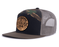 YELLOWSTONE WOOD 7-Panel Flat Camo Hat, Richardson 168 Black