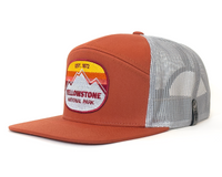 YELLOWSTONE MTN 7-Panel Flat Bill Trucker, Richardson 168 Orange