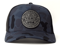 YELLOWSTONE 5-Panel Curved Camo Hat, Richardson 112 Navy