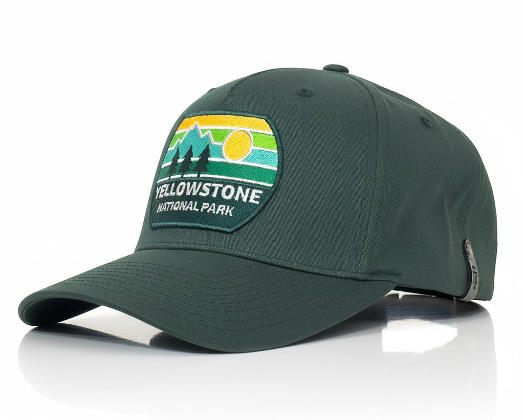 Green cap with Yellowstone National Park logo on a white background