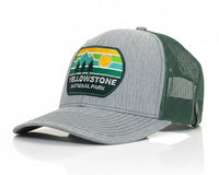 Gray and green cap with Yellowstone National Park logo on a white background