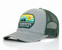 Gray and green cap with Grand Teton National Park logo on a white background