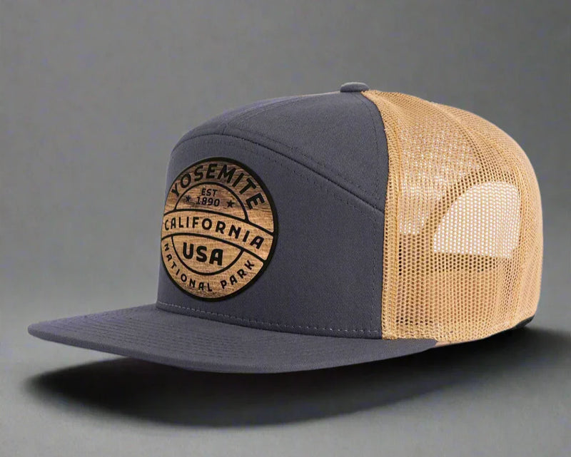 YOSEMITE WOOD 7-Panel Flat Bill Trucker, Richardson 168 Grey