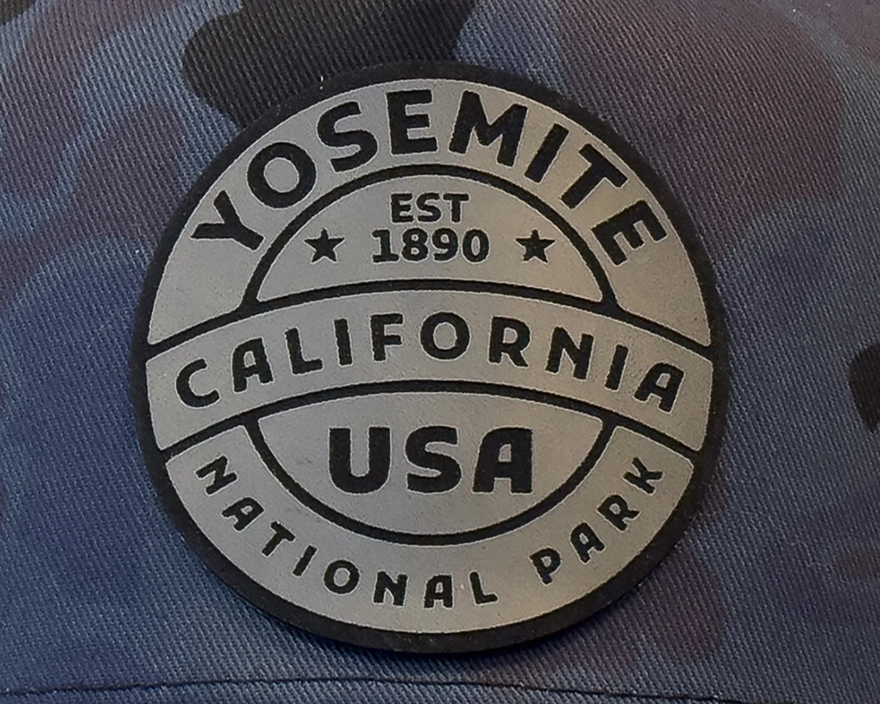 YOSEMITE 5-Panel Curved Camo Hat, Richardson 112 Navy