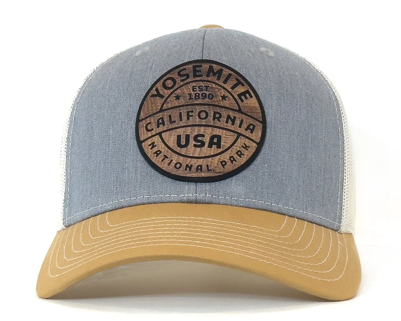 YOSEMITE WOOD 6-Panel Curved Snapback, Richardson 112 Grey