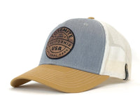Trucker hat with a Yosemite National Park logo on a white background