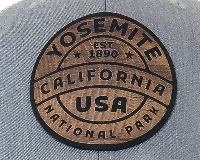 YOSEMITE WOOD 6-Panel Curved Snapback, Richardson 112 Grey