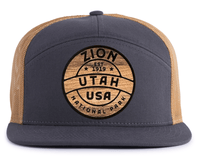 ZION WOOD 7-Panel Flat Trucker, Richardson 168 Grey