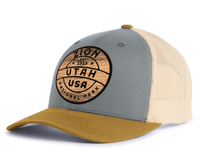 ZION WOOD 6-Panel Curved Snapback, Richardson 112 Grey